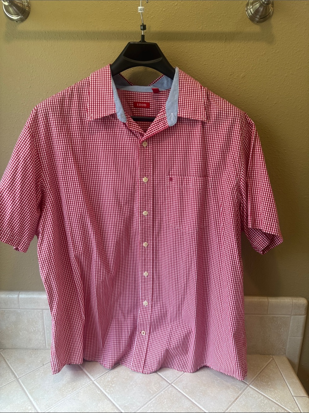 Izod Red Gingham Short-Sleeve Button-Down Shirt